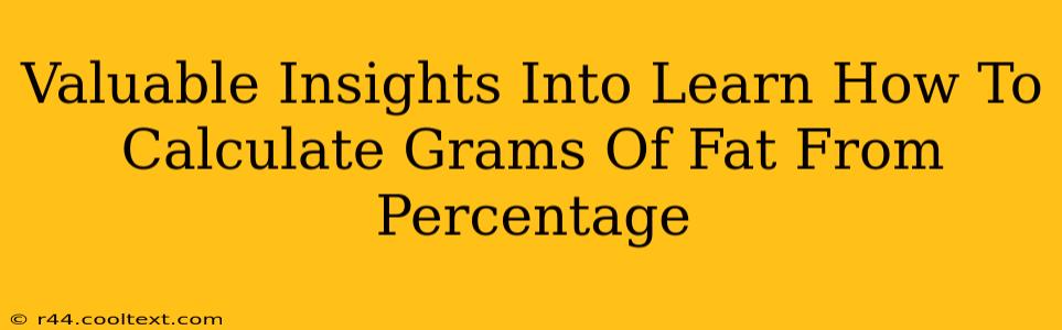 Valuable Insights Into Learn How To Calculate Grams Of Fat From Percentage