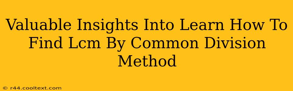 Valuable Insights Into Learn How To Find Lcm By Common Division Method