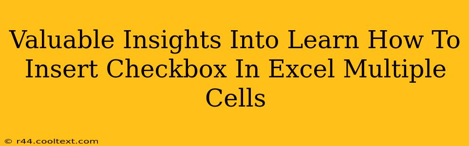 Valuable Insights Into Learn How To Insert Checkbox In Excel Multiple Cells