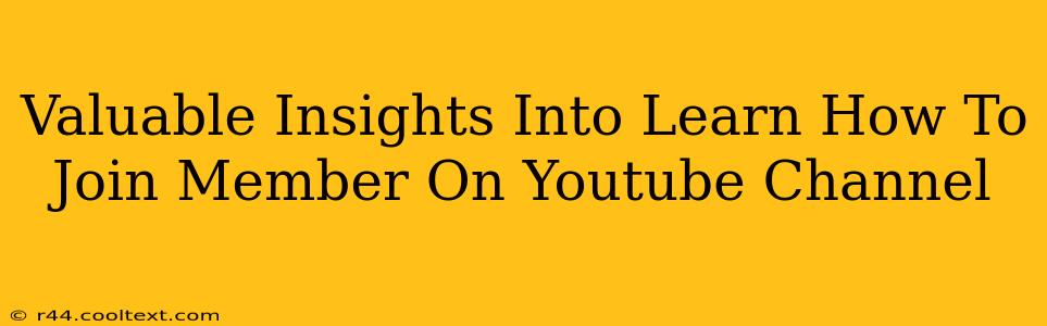 Valuable Insights Into Learn How To Join Member On Youtube Channel