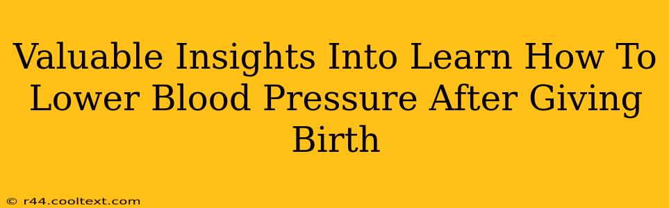 Valuable Insights Into Learn How To Lower Blood Pressure After Giving Birth