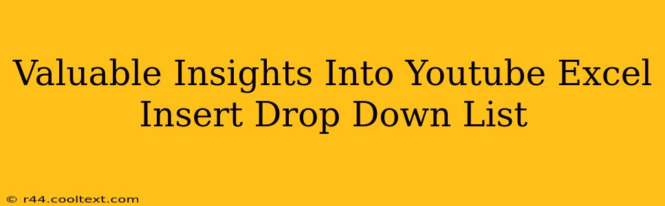 Valuable Insights Into Youtube Excel Insert Drop Down List