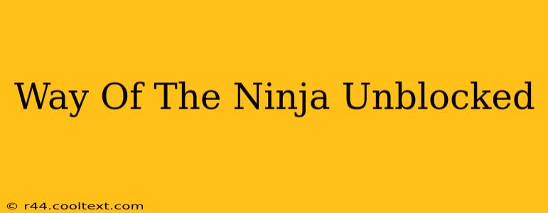 Way Of The Ninja Unblocked