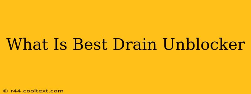 What Is Best Drain Unblocker