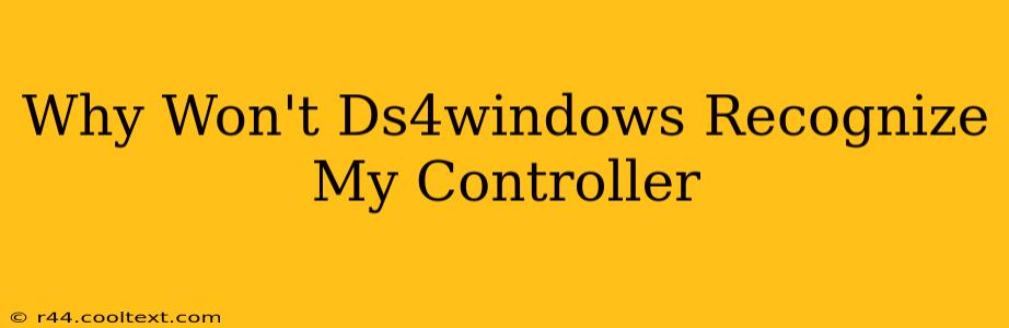 Why Won't Ds4windows Recognize My Controller