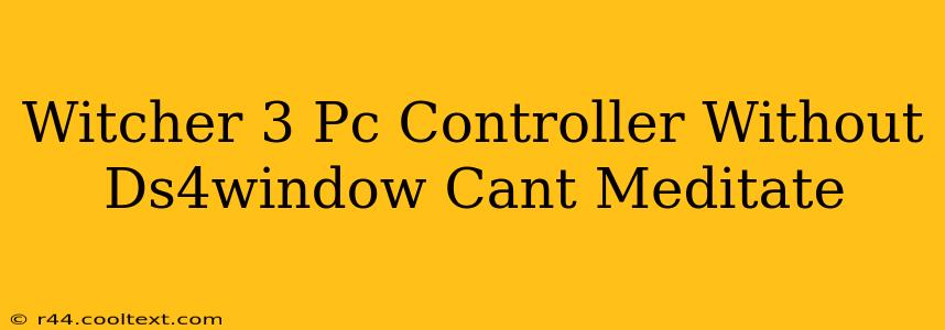 Witcher 3 Pc Controller Without Ds4window Cant Meditate